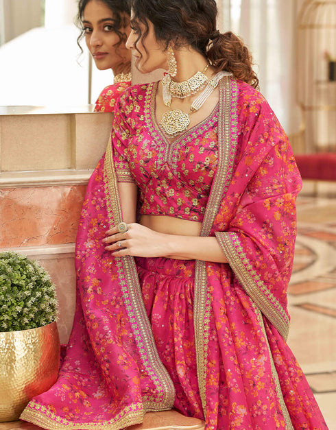 Pink Organza Lehenga Choli Salwar Kameez