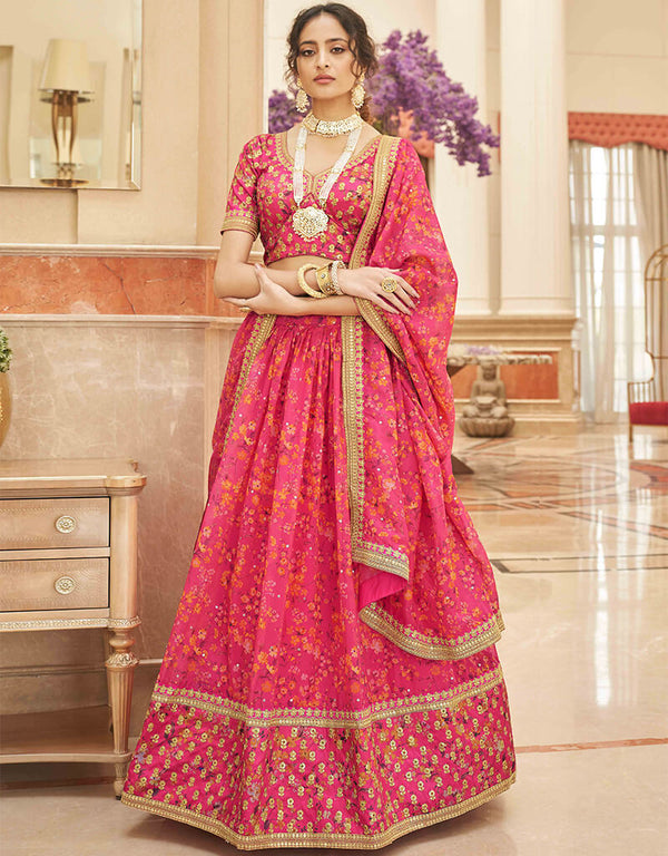 Pink Organza Lehenga Choli