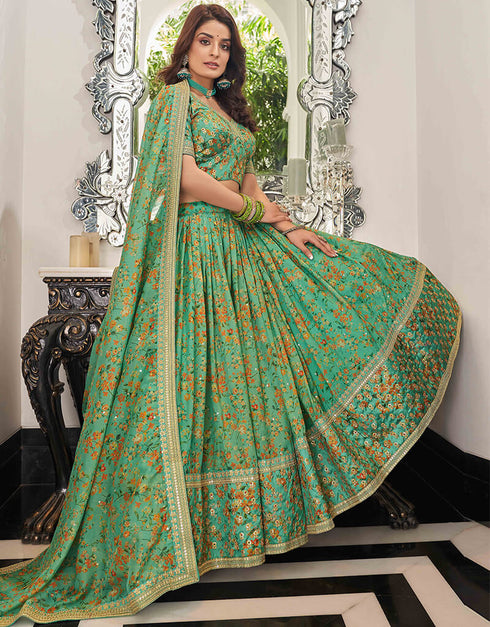 Pista Organza Lehenga Choli Closure View