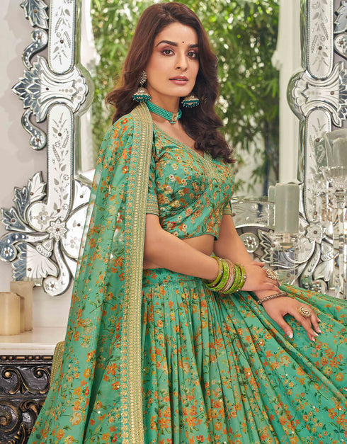 Pista Organza Lehenga Choli Salwar Kameez