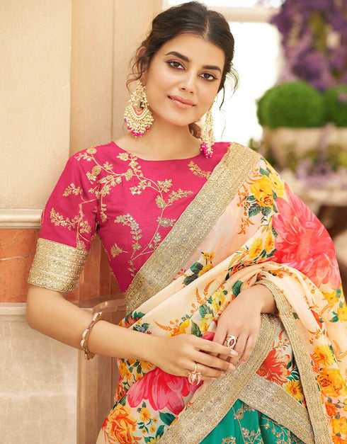 Pink Art Silk Lehenga Choli Back View