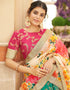 Rama Green Art Silk Lehenga Choli Back View