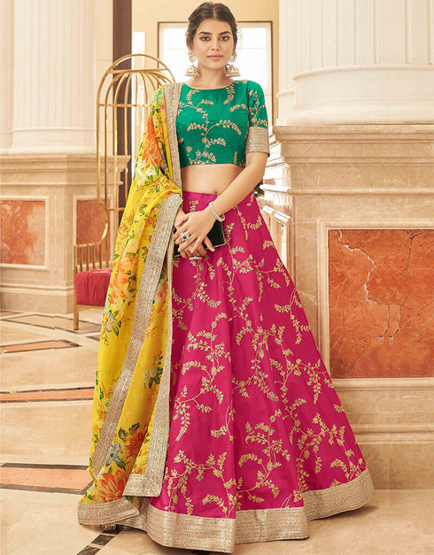 Pink Art Silk Lehenga Choli