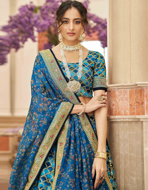 Blue Art Silk Lehenga Choli Salwar Kameez