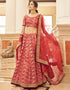 Red Art Silk Lehenga Choli Closure View