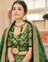 Green Art Silk Lehenga Choli Back View