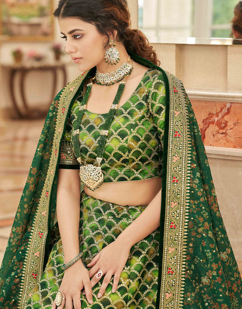 Green Art Silk Lehenga Choli Salwar Kameez