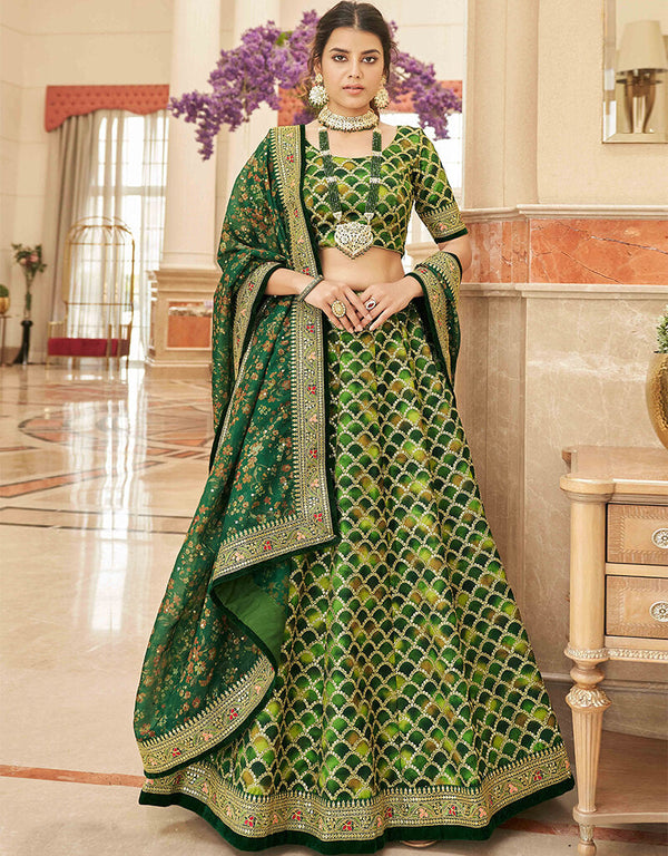 Green Art Silk Lehenga Choli