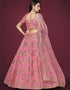 Peach Slub Silk Lehenga Choli Back View