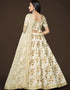 White Slub Silk Lehenga Choli Back View
