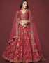 Red Slub Silk Lehenga Choli