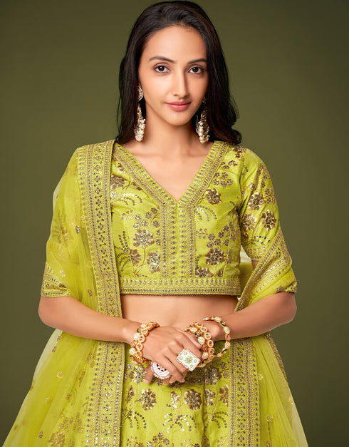 Neon Slub Silk Lehenga Choli Salwar Kameez