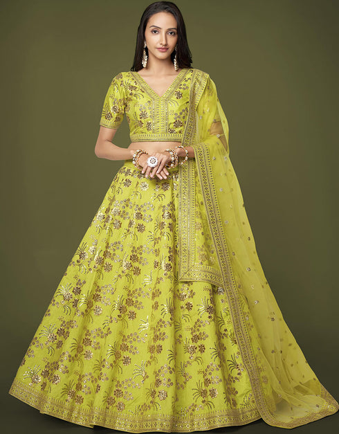 Neon Slub Silk Lehenga Choli