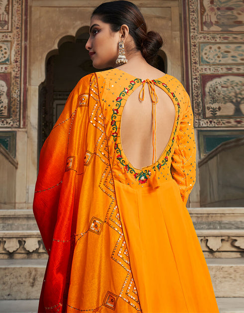 Yellow Georgette N/A Gown Back View