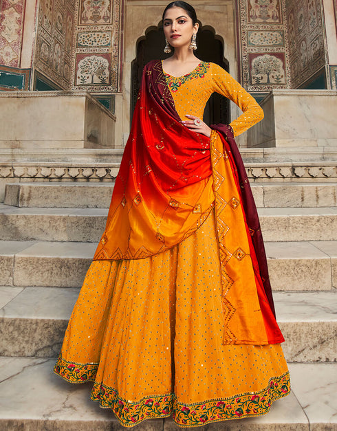 Yellow Georgette N/A Gown
