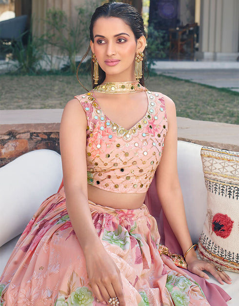Pink Georgette Lehenga Choli Salwar Kameez