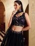 Navy Georgette Lehenga Choli Back View