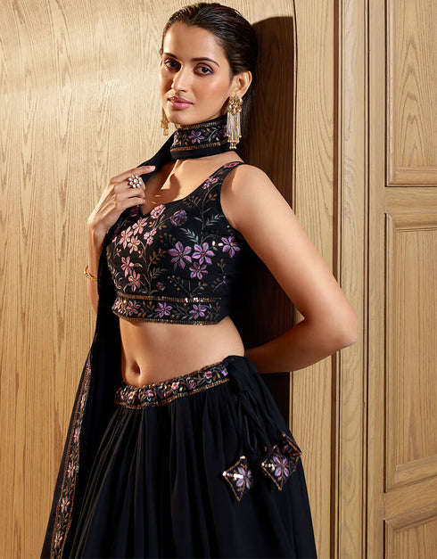 Navy Georgette Lehenga Choli Salwar Kameez