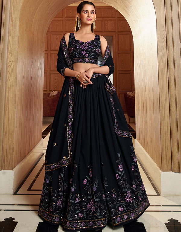 Navy Georgette Lehenga Choli