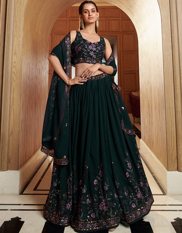 Green Georgette Lehenga Choli