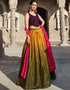 Mustared Olive Chinon Silk Lehenga Choli