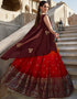 Orange Wine Chinon Silk Lehenga Choli Closure View