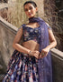 Purple Chinon Silk Lehenga Choli Back View