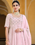 Pink Georgette Palazzo Anarkali Back View