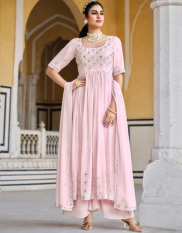 Pink Georgette Palazzo Anarkali