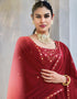 Maroon Georgette Palazzo Anarkali Back View