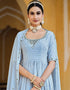 Sky Georgette Palazzo Anarkali Back View
