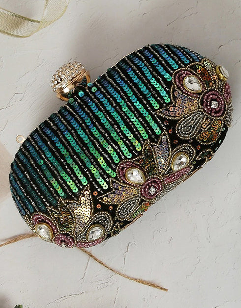 Yellow Trendy Embroidery Designer Heavy Clutches-Accessories