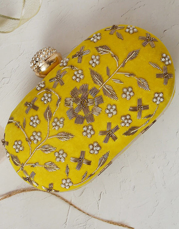 White Trendy Embroidery Designer Heavy Clutches-Accessories