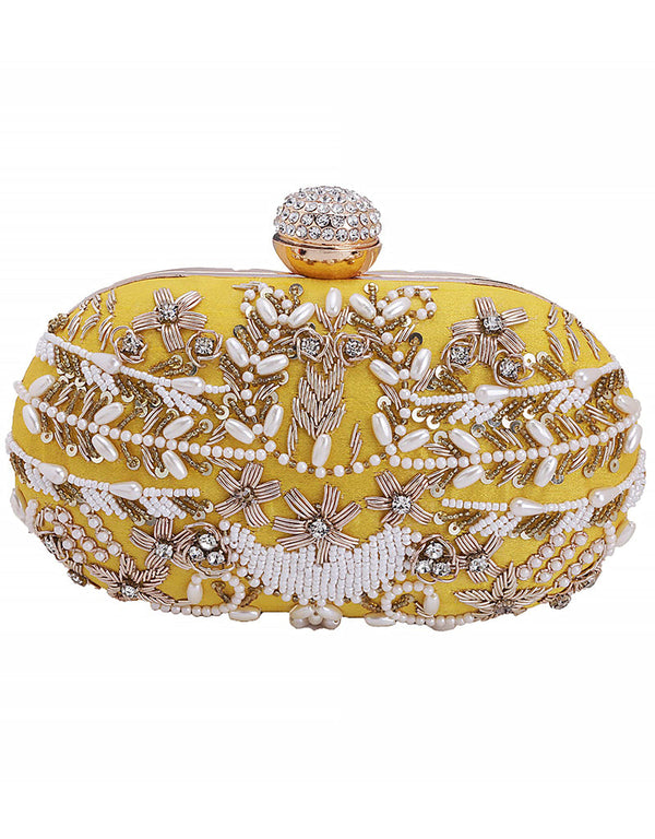 White Trendy Embroidery Designer Heavy Clutches-Accessories
