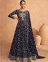 Navy Blue Faux Georgette Pant Anarkali