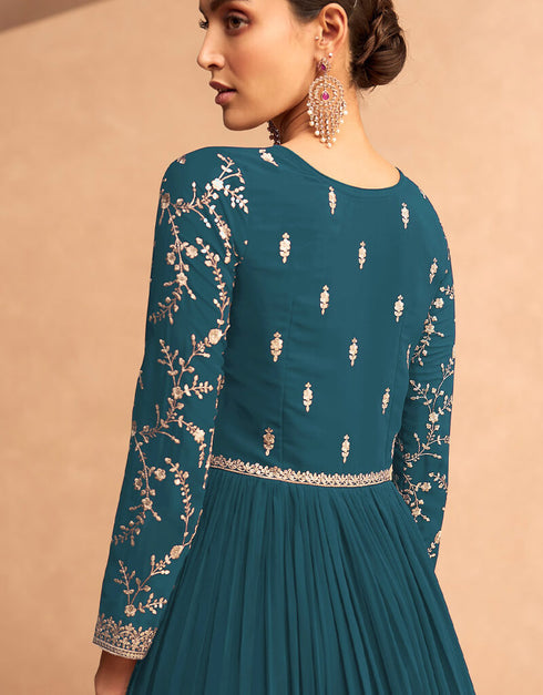 Rama Faux Georgette Pant Anarkali Closure View