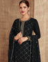 Black Faux Georgette Palazzo Suit Closure View