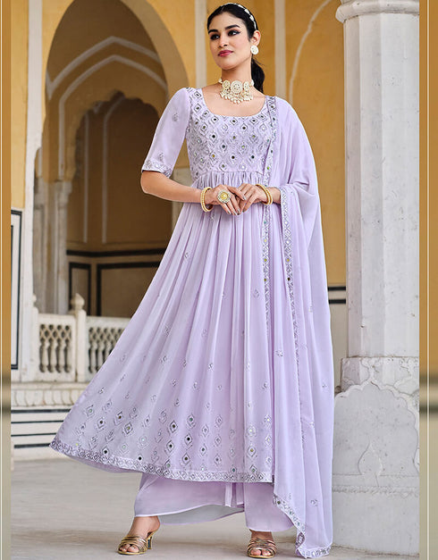 Lavender Georgette Palazzo Anarkali