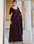 Wine Georgette Palazzo Anarkali Closure View