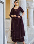 Wine Georgette Palazzo Anarkali