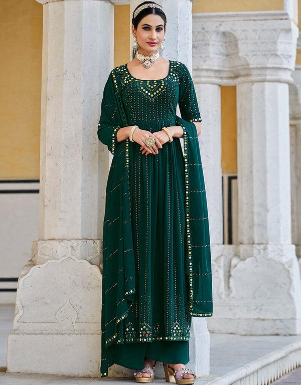 Green Georgette Palazzo Anarkali