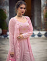 Dusty Pink Self Weaving Design Georgette Palazzo Suit Back View