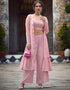 Dusty Pink Self Weaving Design Georgette Palazzo Suit