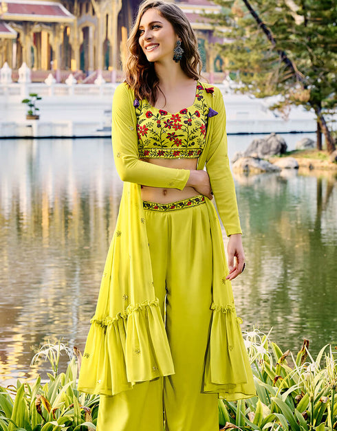 Floracance Georgette Palazzo Suit Closure View