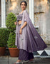 Purple Chinon Padding Palazzo Suit Closure View