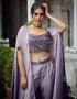 Purple Chinon Padding Palazzo Suit Salwar Kameez