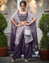 Purple Chinon Padding Palazzo Suit