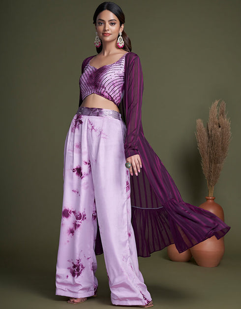 Purple Silk Palazzo Suit Closure View