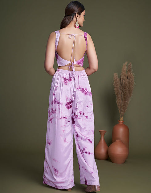 Purple Silk Palazzo Suit Back View