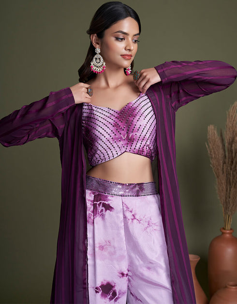 Purple Silk Palazzo Suit Salwar Kameez